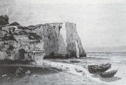 Gustave Courbet, Die Felsen von Etretat nach einem Gewitter